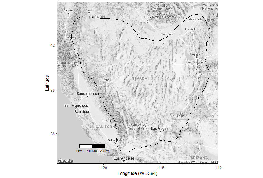 Physiographic Great Basin boundary